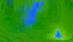 Nighttime clearing in the Amazon, a small fire flickering as a shadowy figure with one foot looms