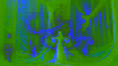 Lyra brilla con magia mientras teje un hechizo para atar al espíritu oscuro, con el bosque vibrante de una energía poderosa a su alrededor.