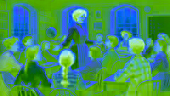  Anne Shirley teaching a lively class of students in Avonlea, engaging them with her imaginative methods.