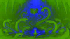 Krishna se encuentra con la serpiente Kaliya de múltiples cabezas en las oscuras y amenazantes profundidades del río Yamuna.