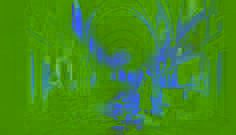 An ancient chapel interior with broken stained glass casting colored shadows and a somber mood.