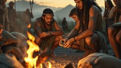 Elal enseña a los Tehuelches el arte del fuego y la ética de la caza a la luz de una pequeña llama controlada.