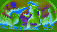 Fionn mac Cumhaill enfrentándose al temible gigante Aillen en Tara.