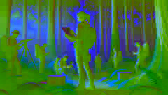 Emily, la hija de Mark, liderando un nuevo equipo de investigadores en los Bosques Susurrantes, instalando equipos y documentando los hallazgos.