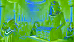 Set presenta un cofre adornado con joyas a Osiris durante un gran banquete, dando inicio a su traición.