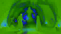 Arman confronts a shadowy specter in the Caverns of Karkas, holding a torch as Yasmin casts protective gestures.