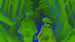 Kage, ahora plenamente humano, camina de la mano con Aiko mientras salen del bosque bajo la luz de la luna.