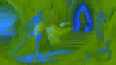 Orpheus und Eurydike steigen aus der Unterwelt empor, während Orpheus sich umdreht und zurückblickt.
