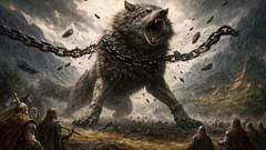 Fenrir rompe Leyding, la primera cadena forjada por los dioses, como si fuera de paja.