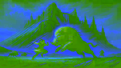 Diarmuid luchando contra un enorme jabalí en las laderas de Ben Bulben.