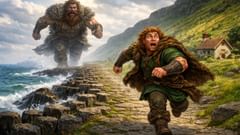 El héroe más grande de Irlanda salió corriendo, porque el gigante escocés era aún más grande.