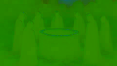 An old stone well bathed in moonlight as figures enact a ritual at its edge