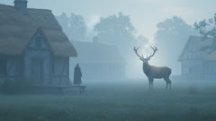 A stag as fylgja watches the dawn: some encounters are quiet and decisive, changing a life without headlines.