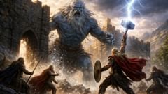 El constructor revela su verdadera naturaleza como un gigante de hielo, solo para enfrentarse al mortífero martillo de Thor.