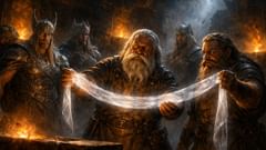Los enanos presentan Gleipnir, una cinta que parece frágil, pero no puede romperse por ninguna fuerza.