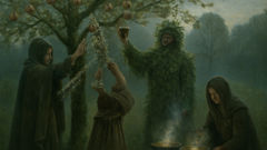 L'homme vert, aubépine, wassail et verger.