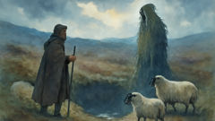 إيرا تلتقي بغويلليون عند حافة تجويف، وتتبادل حبلًا منسوجًا مقابل شظية من الضوء تخترق الضباب.