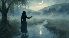 غويللية عند بحيرة Llyn y Ffen، تنادي بصوت يشبه رنين الأجراس في الرياح، وتُرى في ضوء القمر والضباب.