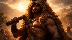 Hércules afirma que a pele do leão invencível servirá de armadura para protegê-lo durante todos os seus trabalhos.