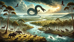 Dirawong persiguiendo a la Goanna y tallando el río Richmond a través de las tierras Bundjalung.