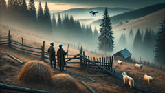 Pastores relatam o desaparecimento de gado em um vale remoto dos Cárpatos, onde há neblina e abetos.