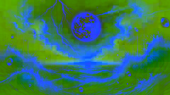 Luna leaping from turbulent ocean waves towards a distant star