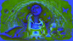 Tongan gods forging a luminous orb of coral and pearl