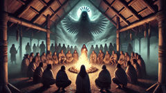 Villagers confront the Chonchon as María stands defiantly by firelight