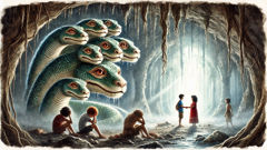 Teju Jagua shelters lost children in a misty Paraguayan cave while Nanduti arrives