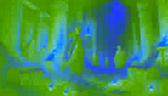 Morgiana utiliza especias para cegar a los ladrones dentro de su caverna.