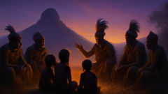 Ancianos zulúes y niños en la colina de Isandlwana, compartiendo historias sobre el legado de los Chitauri.