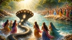 Verschont und markiert kehrte die Schlange ins Meer zurück, und der Fluss floss sauber.