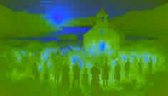 Community gathering at the chapel performing rituals to honor the spirits.