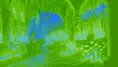A young healer studies ancient manuscripts by lantern light in a mossy chapel filled with dust and shadow.
