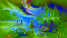 Elena traversing the surreal liminal space between worlds.