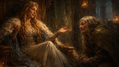 Disfrazado de una anciana, Loki engaña a Frigg para que revele la única cosa que olvidó atar.