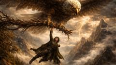Atrapado en el agarre del gigante Thiazi, que toma la forma de un águila, Loki acepta un terrible trato para salvar su vida.