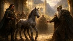 Loki presenta a su inesperado hijo, Sleipnir, que acabaría convirtiéndose en el legendario corcel de Odín.