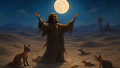 Majnun deambula por el desierto recitando poesía a la luna.