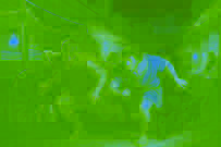 Two mice fleeing from cats in a crowded marketplace