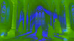 Les mousquetaires se faufilent à travers les couloirs éclairés par la lune en direction de la crypte secrète de l'abbaye.