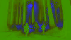 Dois caminhantes do século XIX nas florestas iluminadas pela lua, perseguindo uma criatura pálida e espectral através de uma névoa densa.
