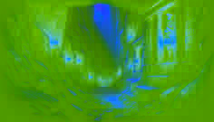 A small dwarf guardian with a lantern and pickaxe emerging in an ore‑laced underground chamber lit by flickering lanterns