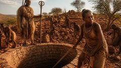 En la colina seca, el deber se alza de la tierra con el aliento frío del agua oculta.