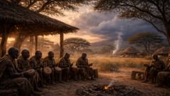 Die Ältesten singen am Kgotla: ein Ritual, um dem Himmel alte Versprechen ins Gedächtnis zu rufen und den Regen herbeizurufen.