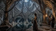 In the cave chamber, stolen shadows hung like wet weaving over a moon-marked pool.