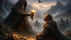 El Padre de Todo reparte el hidromiel sagrado entre mortales dignos, otorgándoles el don de la poesía.