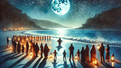 The Pincoya dances beneath a full moon as villagers offer thanks along the Chiloé shore.
