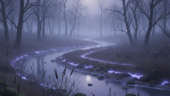 Fog rising above a marshy bend in a pampas river, the place many say births the light and holds the stories of the dead.