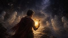 Durch das Reich der Toten wandert er; Musik spaltet die Schatten, so wie Licht die Dunkelheit durchbricht.